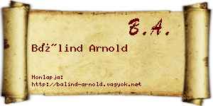 Bálind Arnold névjegykártya
