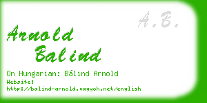 arnold balind business card
